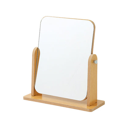 Simple wooden makeup mirror rotating desktop makeup mirror folding vanity mirror portable Large makeup Cosmetic mirror Cosmetic mirror