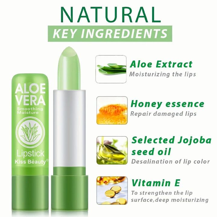 Aloe Vera Moisturizing Lipstick Lasting Nutritional Repair Lipsticks Anti Drying Color Changing Waterproof Natural Lip Care