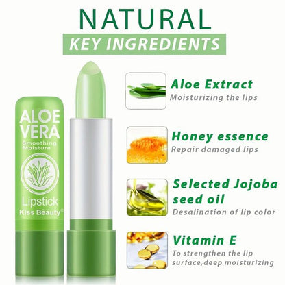 Aloe Vera Moisturizing Lipstick Lasting Nutritional Repair Lipsticks Anti Drying Color Changing Waterproof Natural Lip Care
