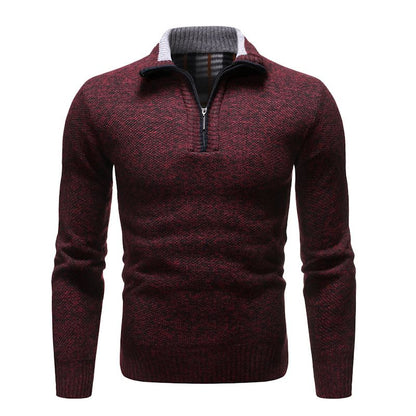 Sweaters & Cardigans This Year's Fashion Simple Personality All-In-One Men's Thick And Fleece Sweater Half Turtleneck Zip-Up Straight Pullover Sweater