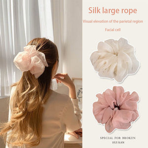 Super fairy solid color mesh simple forest style large intestine headband, high-end feeling, tie headband, elegant and versatile headband hair accessory