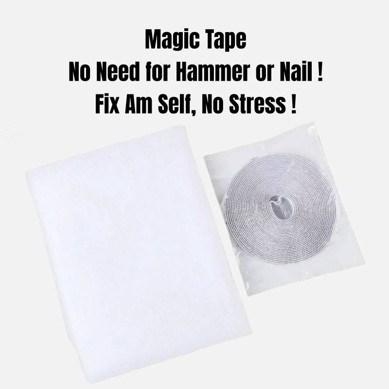 Stick-and-Go Mosquito Net Easy-Stick Window Mosquito Net DIY Insect Window Screen Magic Self-Adhesive Easy Install No Drill Wall Keep Insects Tear Resistant Reusable Adjustable Mesh Fly Screen 1.5m*2m