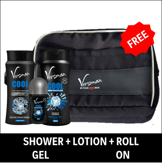 Versman Bro Kit: Cool 400ml Lotion + Shower Gel + Roll On Deo (Pack of 3)