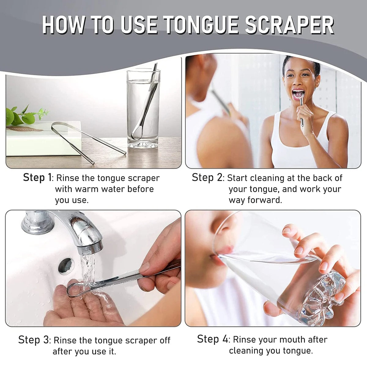 3 Pcs/set Stainless Steel Tongue Scraper Metal Tongue Cleaner Reusable & Eco-friendly Tongue Brush Fresh Breath With Travel Box