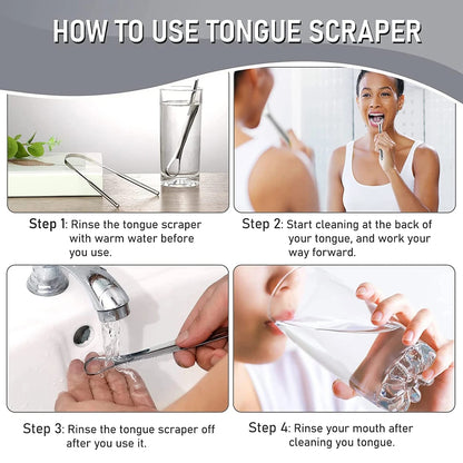 3 Pcs/set Stainless Steel Tongue Scraper Metal Tongue Cleaner Reusable & Eco-friendly Tongue Brush Fresh Breath With Travel Box