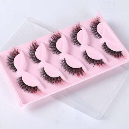 5 pairs of colorful high imitation mink fur fox eyes false eyelashes naturally thick eyelashes cat eyes eyelashes