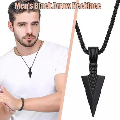 Men's Design Matte Black Long Necklace With Arrow Pendant Jewelry Chain Hip Hop Jewellery One Size Black Long Necklace Men's Fashion Brand Versatile Sweater Chain Women's Hip-hop Pendant Small crowd