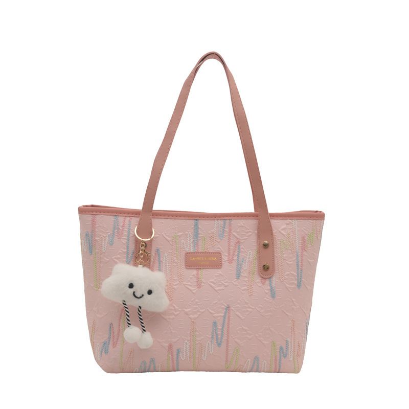 Trendy Large-Capacity Tote Bag for Women 2024 – Minimalist Design with Cute Pendant, Stylish Shoulder Bag for Work and Commute