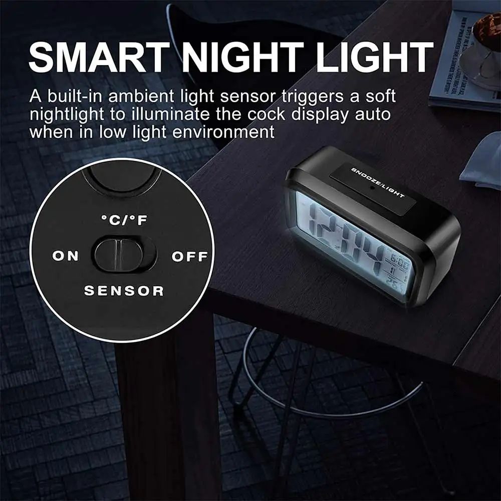 Digital Smart Alarm Clock Table Electronic Watches Desk Decoration and Accessory Calendars for Home Child Bedside Comfort