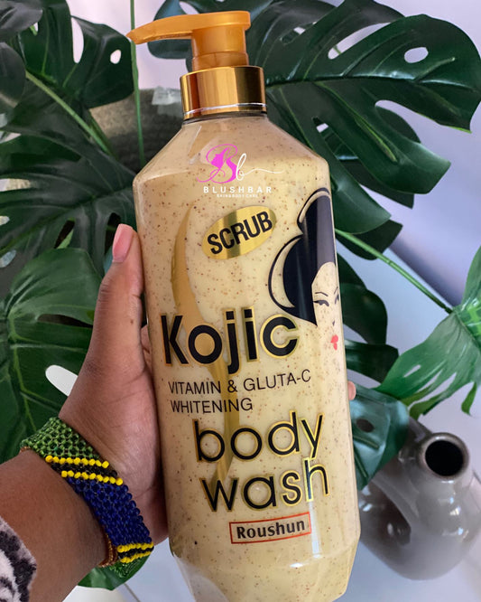 ROUSHUN Body Wash Kojic Vitamin C & GLUTA-C Whitening Body Wash Removes Acnes Clear Pimples Cleans and Hydrates Glow and Shine Kojic Scrub Shower Cream 1000 ml Body Washe