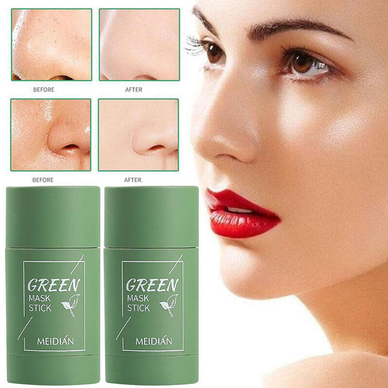 【Buy 1 Get 1 Free】2PCS Green Tea Mask Cleansing Stick Clean Face Blackhead Remover Deep Pore Cleansing Facial Mask Skin Moisturizing Hydrating Whitening Care Face Makeup for All Skin Types