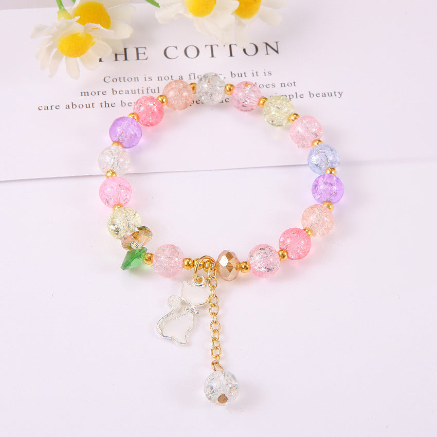 Fresh Cute Bracelet Minimalist Women's Bracelet Accessories Random Crystal Bracelet Crystal Clear Beautiful Bracelet Colorful Ball Bracelets