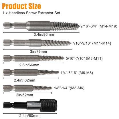 12Pcs Stud Screw Extractor Remover 1/4 Inch Hex Shank Damaged Bolt Easy Out Sets
