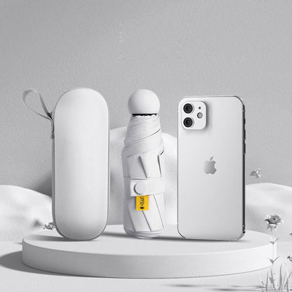 UPF50+ Mini Capsule Folding Umbrella Fully Automatic Umbrella Folding Umbrellas UV Sunshade Small Pocket Parasol for Dual Use Protection