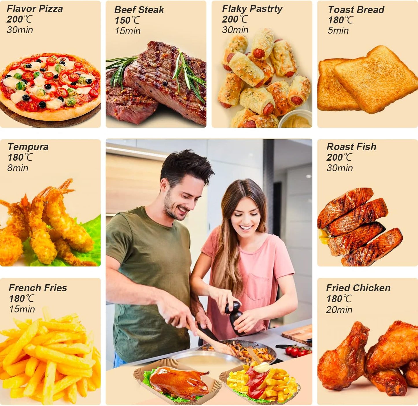 100pcs Air Fryer Liners DisposableAir Fryer Paper Non-Stick Air Fryer Parchment Paper Liners, Oil-Proof Water-Proof Round Air Fryer Liners for Cooking, Baking