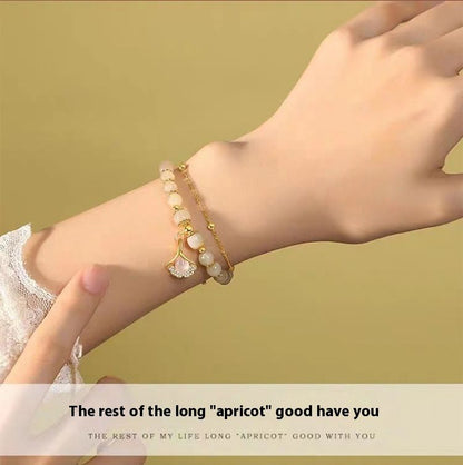 Women's bracelets, double-layer apricot leaf bracelets, women's fashion, high-end sense, Valentine's Day gifts for girlfriends, birthday gifts, female accessories