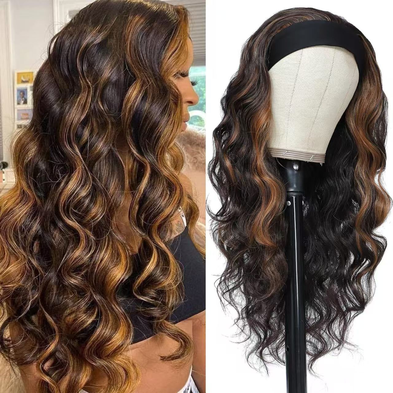 New Headband Wig Body Wave Wig 26Inch Hair Wigs Women Brazilian Ready To Wear Wig Curly Hair Wig