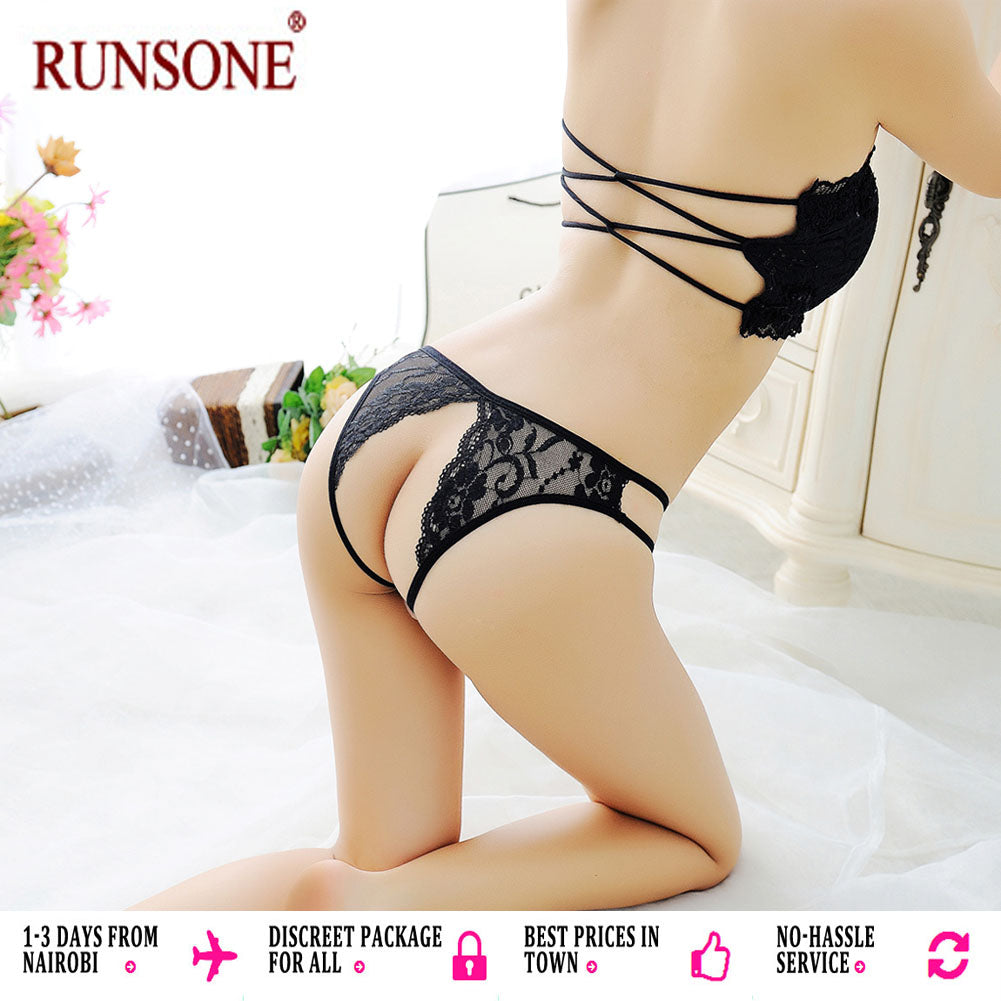 Womens Sexy Open Crotch Thong Floral Lace Tanga Crotchless Panties Mesh Lingerie Underwear G-string Brief For Ladies Girls Wife