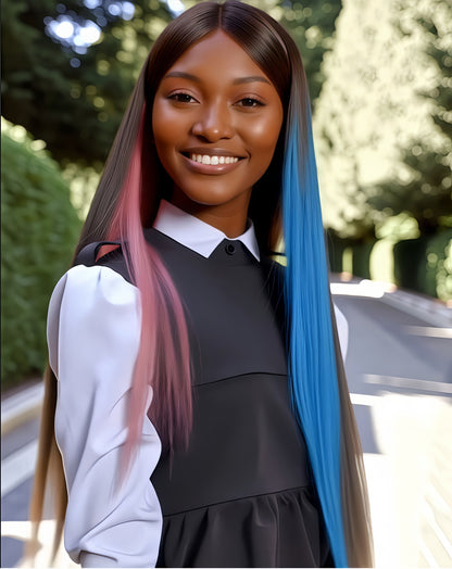 Synthetic Fiber Clip-in Underlight Extensions | Damage-Free Gradient Hair & Social-Ready Style (Church Ready, Smoky Blue Gradient, 20 Inch, Lightweight, Daily/Professional Use)