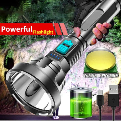 Powerful LED Flashlight Tactical Flash light Long Range 1000m Torch Waterproof Camping Hand Light USB Rechargeable 500000LM
