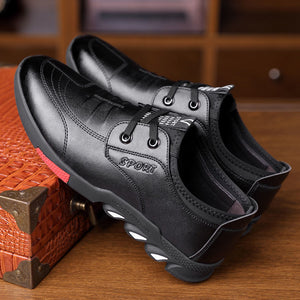 ASSKLO PU leather shoes men's leather casual shoes sport sneaker footwear business leather shoes men's leather shoes dress shoes lace-up shoes fashion versatile casual shoes driving shoes men Black