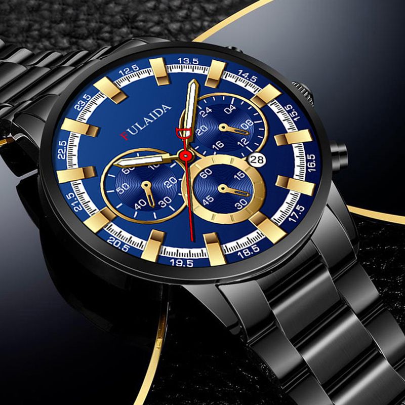 Men’s Fashion FashionStainless Steel Watches Luxury Quartz Wristwatch Calendar Luminous Clock Men Business Casual Watch