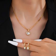 3 Pieces / Set Golden Zircon Earring Necklace Set High-End luxury Jewellery Set