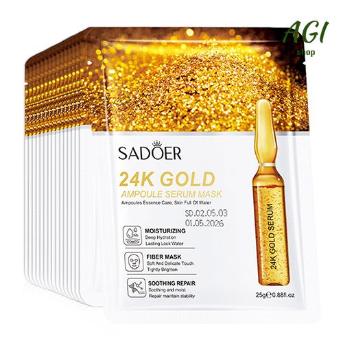 Facial Mask Sheet Pores Moisturizing 24K Gold Vitamin C Hyaluronic Acid Face Mask Facial Moisturizing Firming Hydrating Facial Masks Skin Care Oil-Control Anti-Aging Replenishment Face Care Treatments