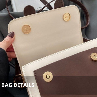 Mateamoda Chic Dual Buckle Medium Satchel Bag with Adjustable Strap Crossbody Bag