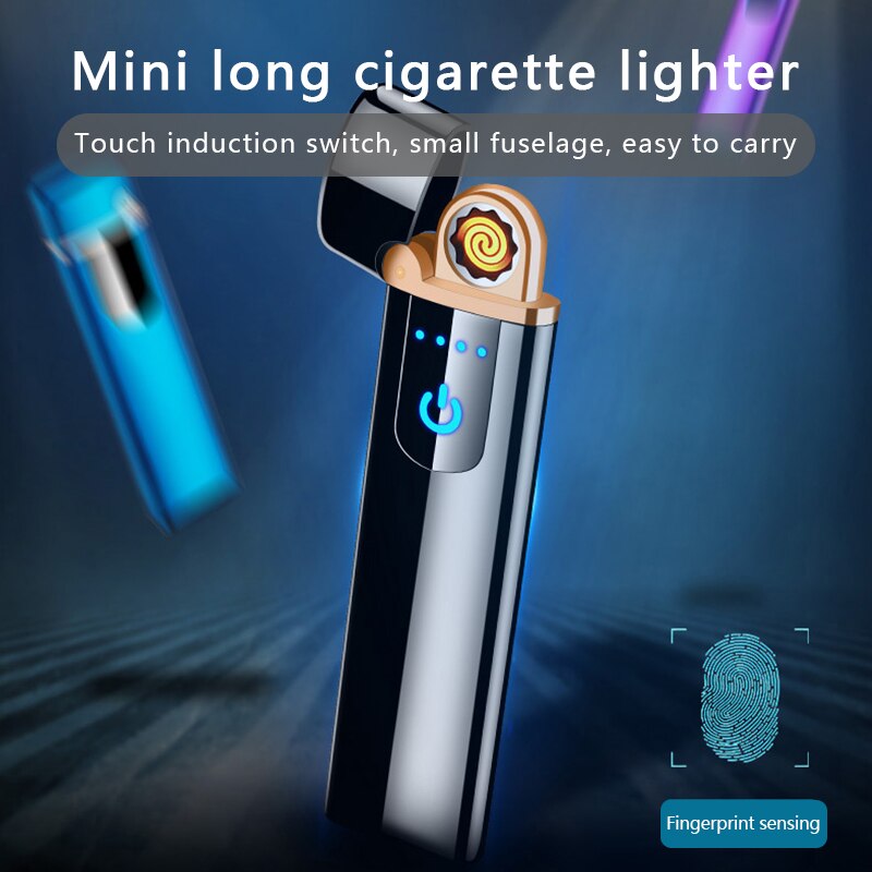 Fingerprint Touch Sensor Charging Lighter Compact and Convenient Cigarette Lighter Smart Sensor USB Charging Lighters for Men Gift