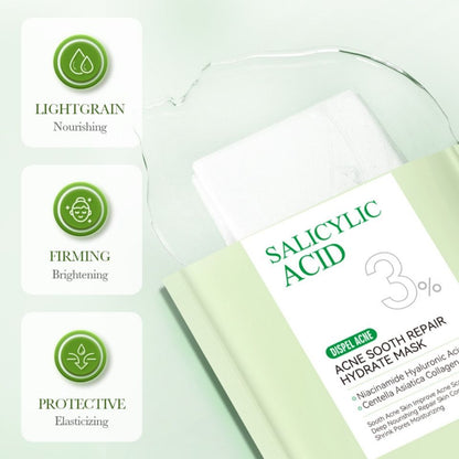 5 PIECES Sadoer Salicylic Acid Sheet Mask Pack Anti Acne Soothing Repair Hydrating Facial Mask Wholesale Price SADOER Acne Removing Control Soothing Repairing Moisturizing Face Mask