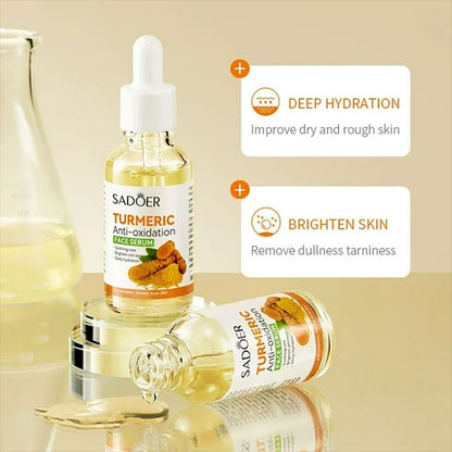 SADOER 2 In 1 Skin Care Set Turmeric Set Anti Acne Face Cleanser + Sadoer Turmeric Face Serum Remove Dark Spots Essence Anti-wrinkle Prevent Acnes Antioxygen Repair Set
