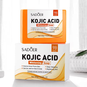 Sadoer Kojic Soap, Kojic Acid Soap, For Anti Acne, Deep Cleaning and Like Vitamin C, Skin Brightening and Whiten Dark spots