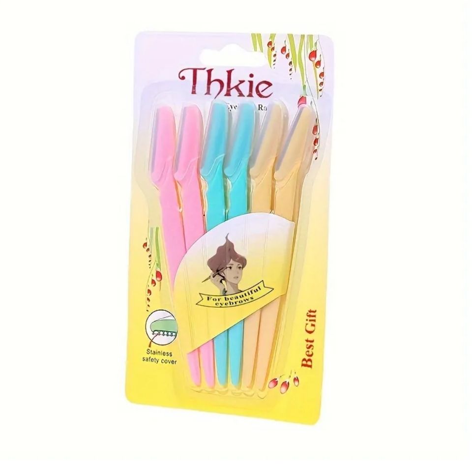 6PCs Eyebrow Razor, Hair Trimmer Shaver and Tough Up Tool, Facial Razor with Safety Cover, 6 Razors Set | Skincare Party Favors | Dermaplaning Tools Tinkle Thkie