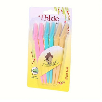 6PCs Eyebrow Razor, Hair Trimmer Shaver and Tough Up Tool, Facial Razor with Safety Cover, 6 Razors Set | Skincare Party Favors | Dermaplaning Tools Tinkle Thkie