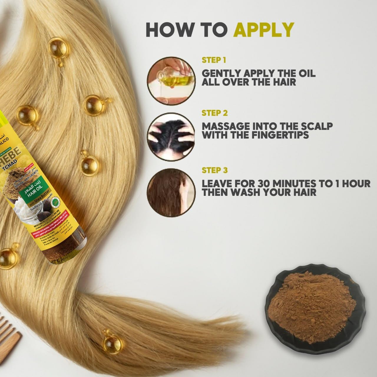 Chebe Oil for Hair Growth with Shea Butter 250ml (8.45 F. OZ) Ready to Use Chebe Powder Inside the Bottle10 in 1 Hair Growth Oils Soften Hair and Fight Frizz Hair & Scalp Care