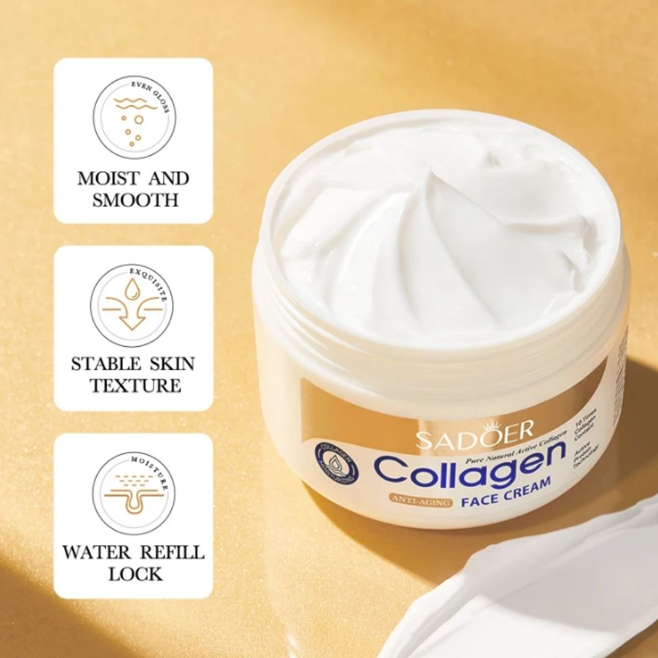 2 IN 1 SADOER Collagen Anti Aging Face Cream + Collagen Hand Cream - Anti Wrinkles And Fine Lines, Intensive hydration, Anti-aging, Brighten skin tone, Acne fade/ repair essence, Contains collagen