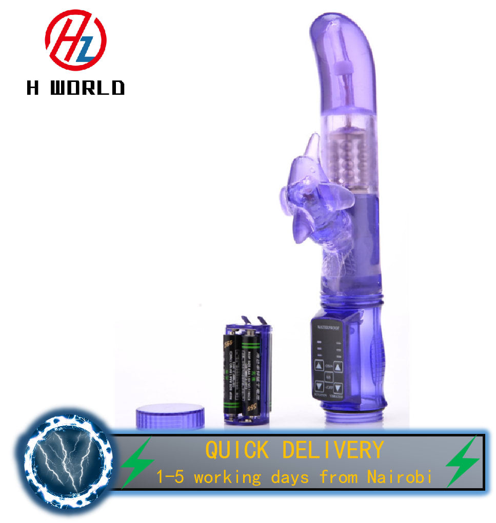 HW Transparent dolphin bead rotating stick massage vibrating stick women's erotic masturbation appliance G-spot stimulation massage stick sex product