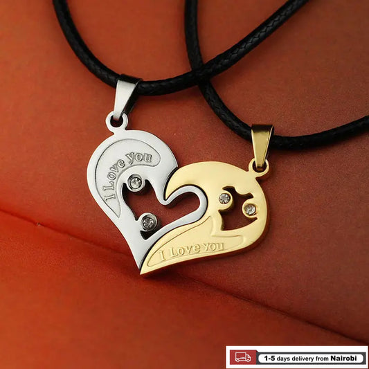 2 Pieces/Set Couple Heart Crystal Necklaces love necklace,lover necklace