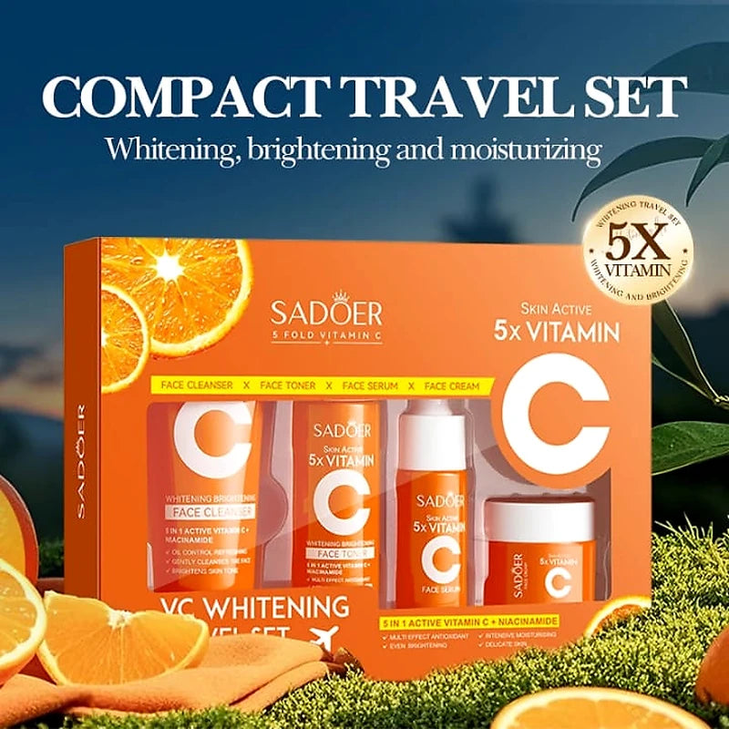 SADOER Skin Active 5× Vitamin C Travel Set – 4-Piece Mini Kit