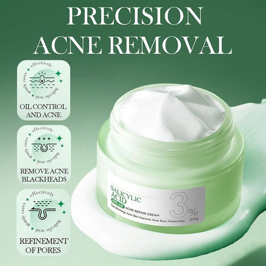 Salicylic Acid Acne Cream - 3% BHA Spot Cream for Acne - Blackhead Remover - Dark Spot Remover for Face - Scar Removal Cream - Moisturizing Face Cream