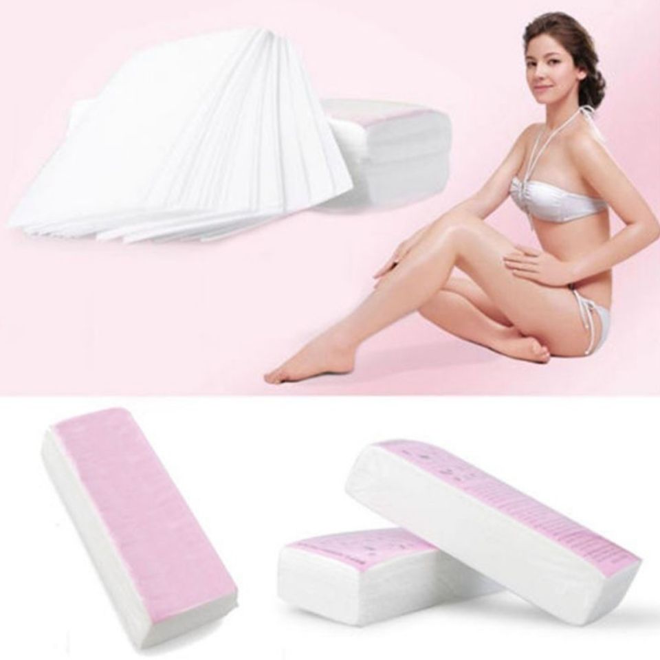 Depilatory Paper,100 Sheet Hair Removal Wax Paper Strips ,Disposable Professional Hair Removal Tool Non-woven Waxing Strips