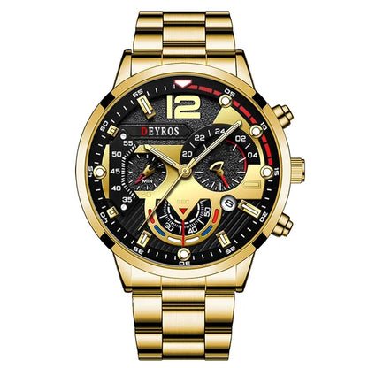 2024 Fashion Mens Watches Luxury Stainless Steel Quartz Wristwatch Calendar Luminous Clock Men Business Casual Watch