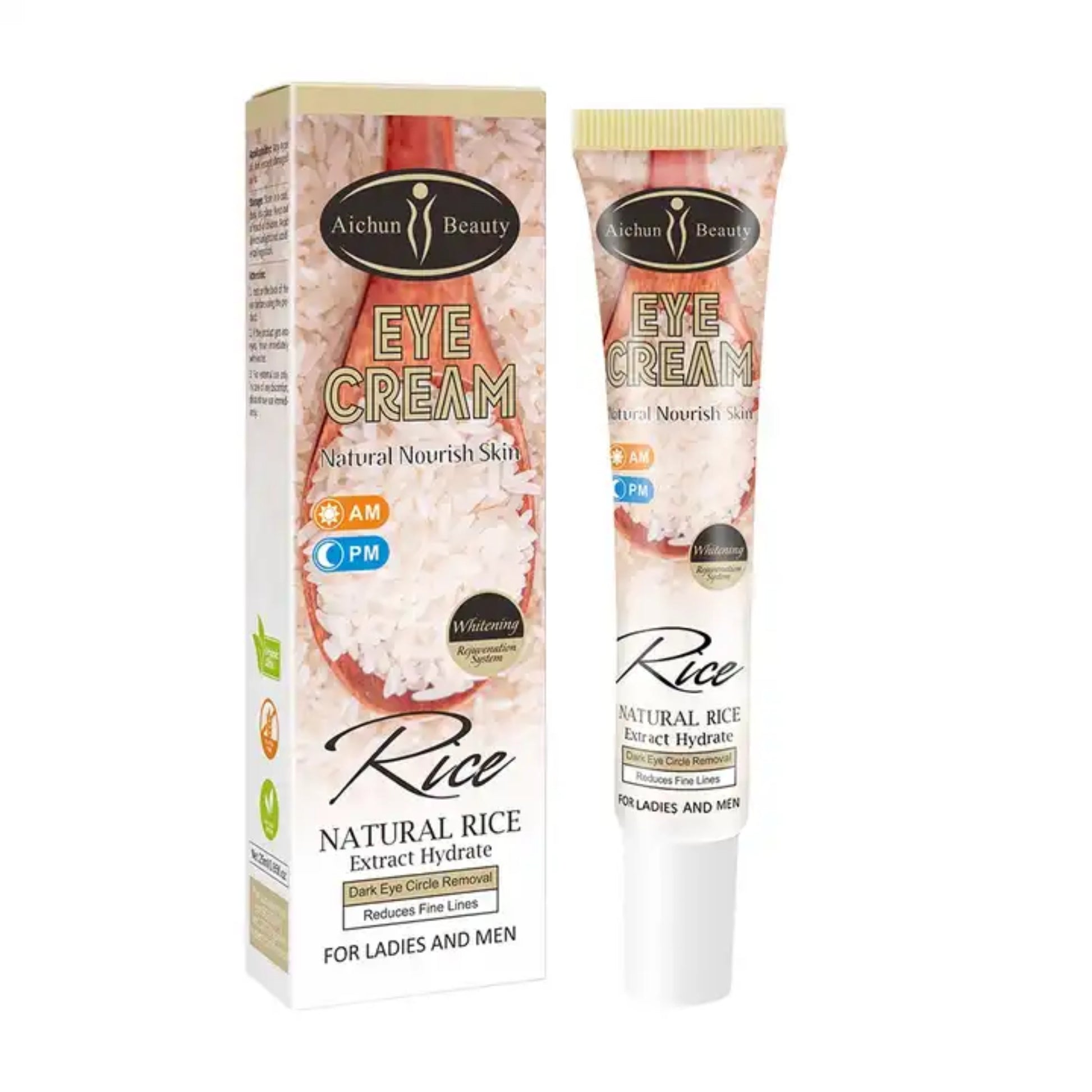 Aichun Beauty Natural Rice Eye Cream - Bags Removal Anti Wrinkle Firming Eye Cream for dark circles and puffiness