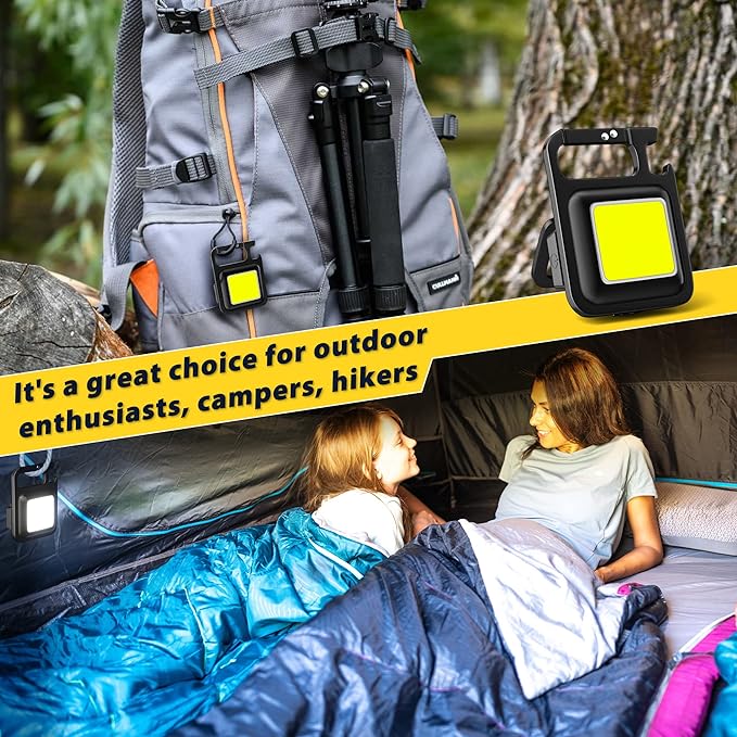 COB Keychain Work Light, Pocket Small Mini Flashlight Rechargeable Keyring Torch, Valentines Gifts for Him Boyfriend Men, Cool Tools for Auto, Repairing, Emergency