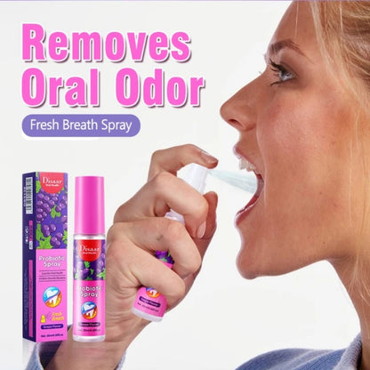 Probiotic Spray Fresh Breath Grape Flavor Mouth Spray Remove Oral Odor Bad Breath Portable Freshener Disaar