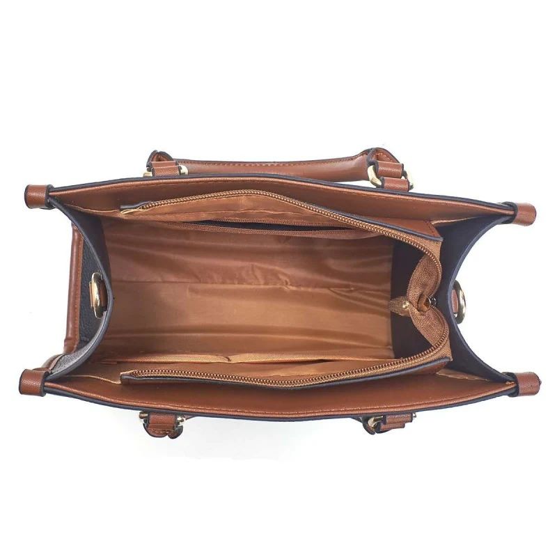 Mateamoda Vintage-Inspired Multi-Tone Structured Tote Set Crossbody Bag Underarm Handbag