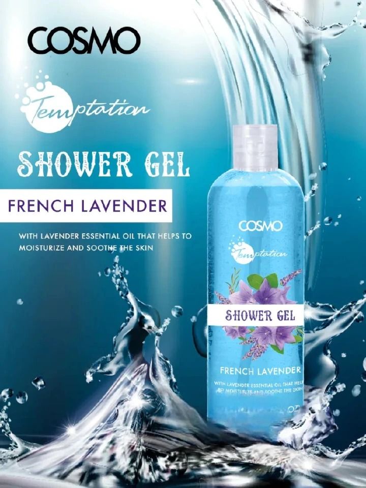 Cosmo French Lavender Shower Gel 1000 ML Bath and Shower Body Care Cleanse The Skin Retain The Moisture In Skin and Leave The Skin Feeling Soft and Supple With Fresh Floral Lavender Scent