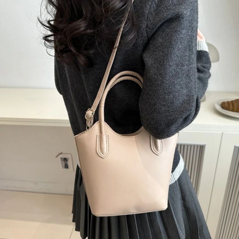 Mateamoda Minimalist Faux Leather Tote Bag Crossbody Bag Underarm Handbag