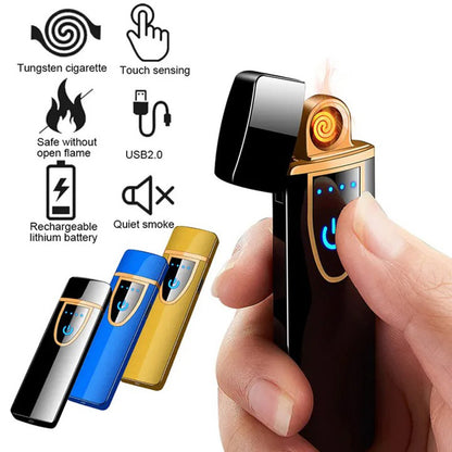 Fingerprint Touch Sensor Charging Lighter Compact and Convenient Cigarette Lighter Smart Sensor USB Charging Lighters for Men Gift